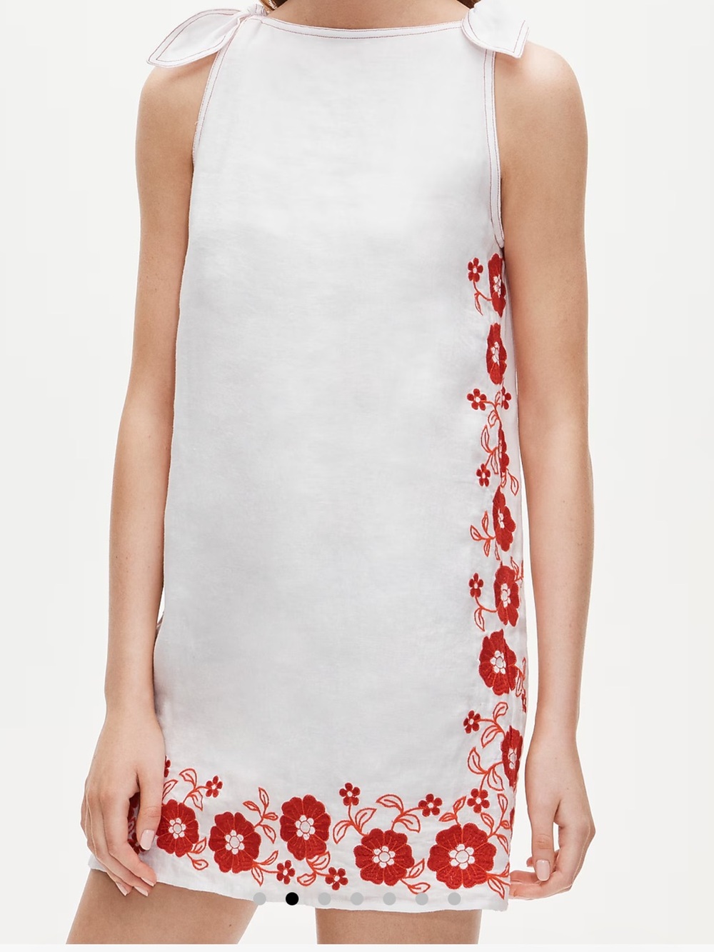 J. Crew || Sadie mini dress in embroidered linen white dark poppy
